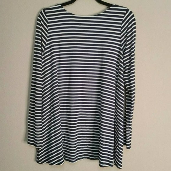 Mott50 Blue & White Nautical Jane Striped Stretch Swing Tunic Top Size Small - Picture 3 of 5